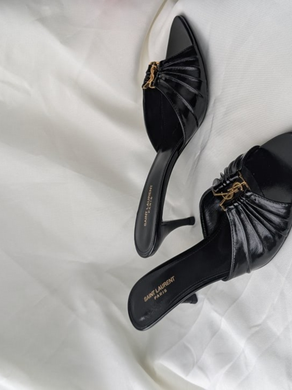 Saint Laurent Black Leather YSL Logo Slide Mule - Picture 16 of 16